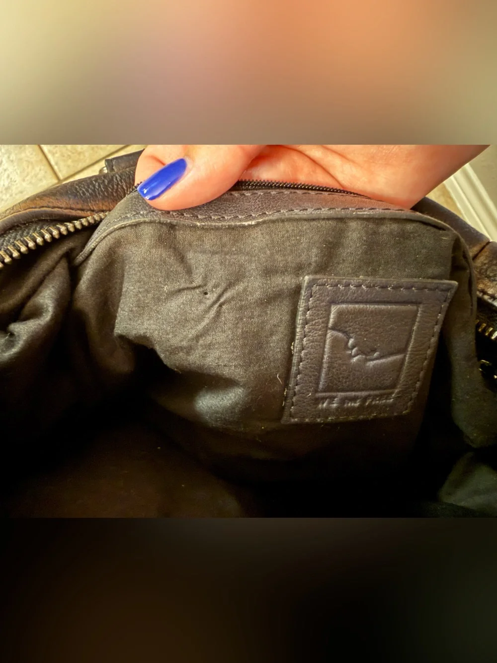 Free People Black Leather Satchel with Front Zipper Pocket